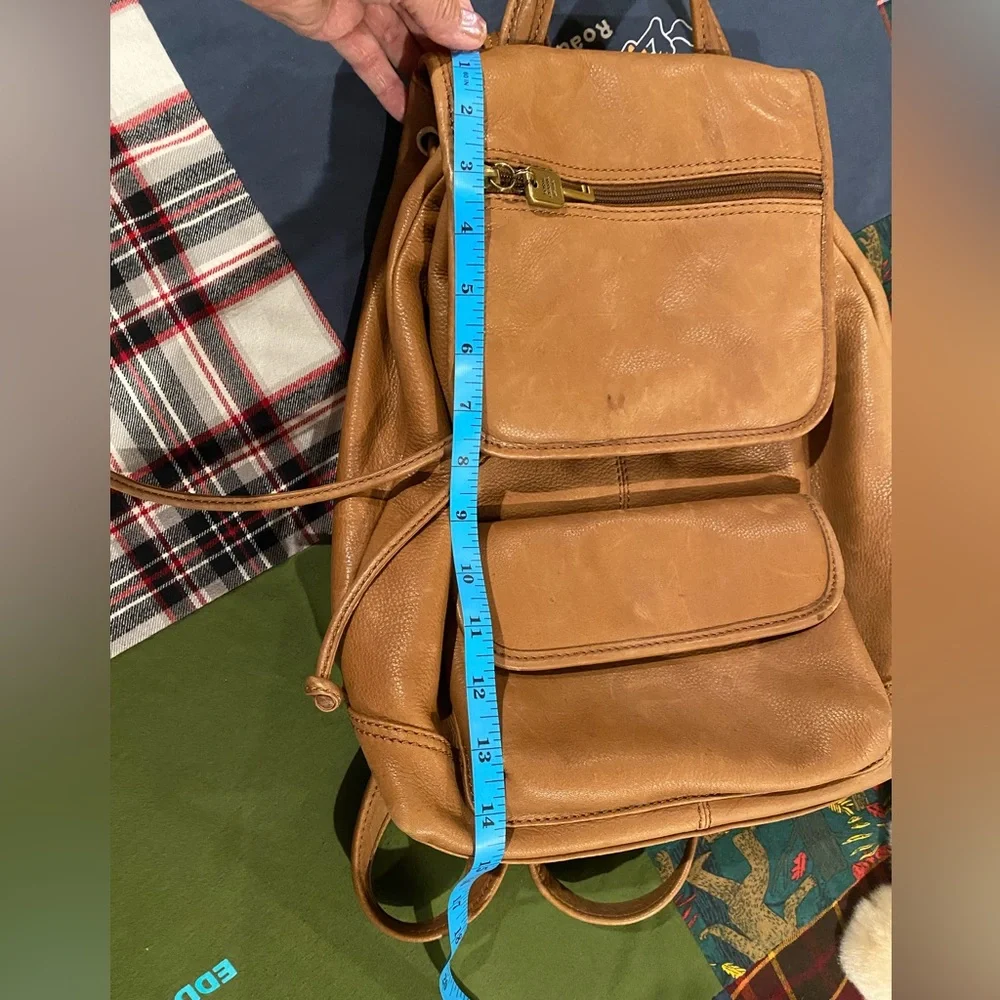 Set 2 Fossil Tan Leather Satchel Backpacks, 1 lg 1 sm